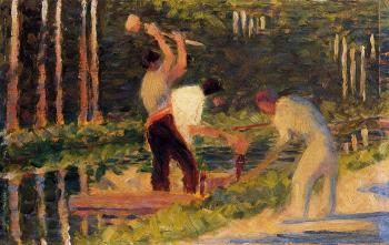 Georges Seurat : Men Laying Stakes